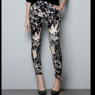 ZARA Oriental Floral Print Trousers Pants UK14/EUR42/US1​0 *Lookbook 