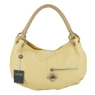 ARCADIA Italian Made Yellow Leather Designer Hobo Bag 