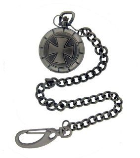  Independent Iron Cross Gunmetal Pocket Watch with Chain Watches 