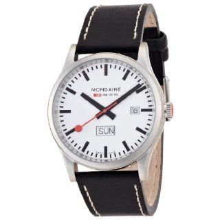 Mondaine Mens A667.30308.16SBB Day Date Leather Band Watch Watches 
