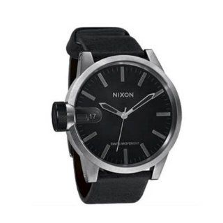 NIXON Mens NXA127000 Black Leather Strap Watch Watches 