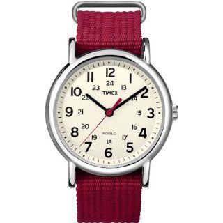 Timex Unisex T2N751 Weekender Slip Thru Red Nylon Strap Watch Watches 