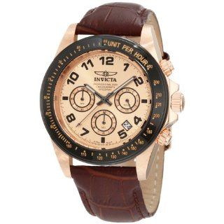 Invicta Mens 10711 Speedway Chronograph Rose Dial Brown Leather Watch 