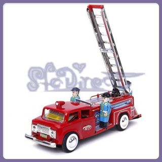 Collectible Friction Drive Toy Metal Fire Truck Engine w Siren Ladder 