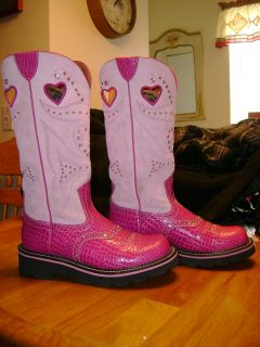 Ariat Fatbaby tall boots PINK crystals bling 8.5 Gypsy cowgirl cowboy 