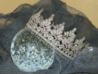 Baby Crown with cheesecloth photo prop set Gray