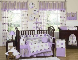 Newly listed CONTEMPORARY LAVENDER AND BROWN POLKA DOT BABY GIRL CRIB 