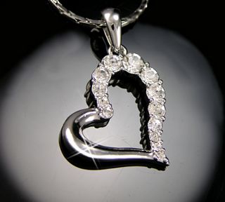   Gold gp Brilliant Lab Diamond Large Open Heart Love Pendant Necklace