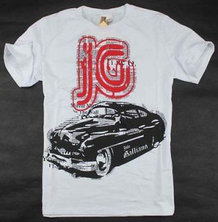1255 NWT John Galliano Car Logo Mens simple T shirt Sz M XL white