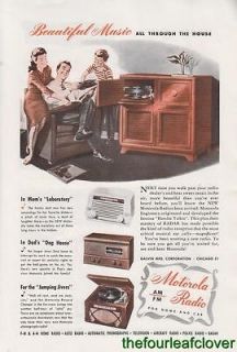 Motorola AM FM Radio Phonograph Galvin Mfg Chicago Vintage Print Ad 