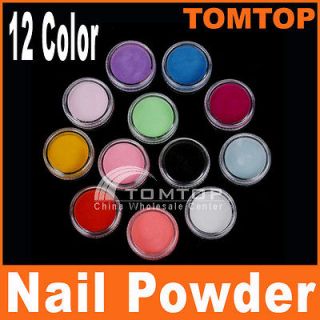 12 Color 3D Nail Art Acrylic Powder Manicure Nail Tips