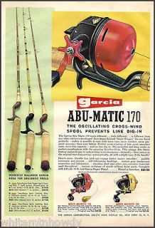 1962 GARCIA ABU MATIC 170 Spinning REEL Vintage Print Fishing AD 