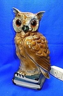 Vintage German Porcelain Figurine OWL Night Light Perfume Lamp #BP