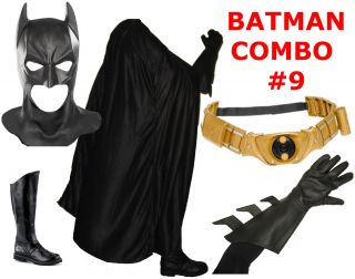 Batman Begins The Dark Knight Rises costume cowl mask, cape, belt 