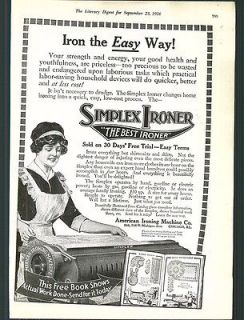 1916 ad Underwood Visible Typewriter Simplex Ironer Mangle American 