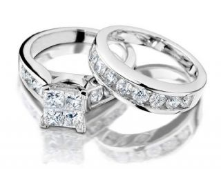 Princess Cut Diamond Engagement Ring and Wedding Band Set 