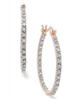Victoria Townsend Diamond Earrings, Sterling Silver Diamond Oval Hoop 