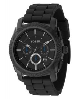 Fossil Watch, Mens Diamond Accent Black Ion Plated Stainless Steel 