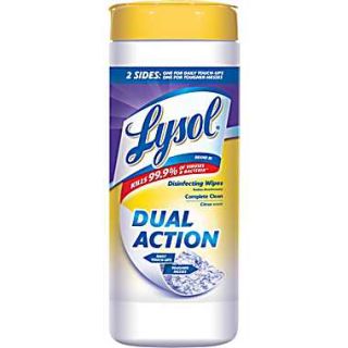 Lysol® DUAL ACTION™ Disinfecting Wipes, Citrus Scent, 35 Wipes/Tub 