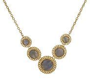 VicenzaGold Round Gemstone FrontalNecklace with Textured Border, 14K 