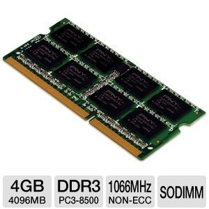 PNY Optima MN4096SD3 1066 Laptop Memory Module   4GB, PC3 8500, DDR3 