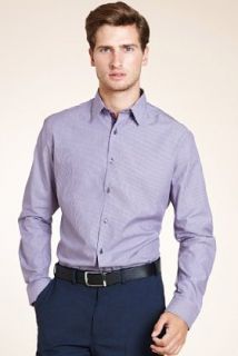 Slim Fit Limited Collection Pure Cotton Shadow Striped Shirt   Marks 
