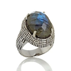 Hilary Joy Labradorite Sterling Silver Basketweave Textured Ring