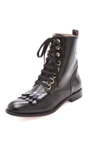 RED Valentino Fringe Lace Up Boots  