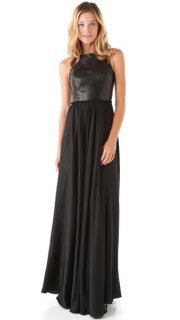 ONE by Marna Ro Shirred Waist Dress with Leather Bodice  