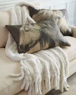 Horse Accent Pillows & Rabbit Fur Throw   The Horchow Collection