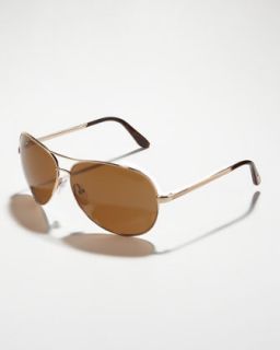 Charles Polarized Aviator Sunglasses, Rose Gold