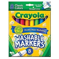 Crayola® Washable Markers, Conical Tip, Assorted Classic Colors, Box 