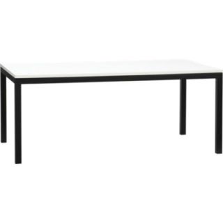 Parsons White Top 72x42 Dining Table with Natural Dark Steel Base 