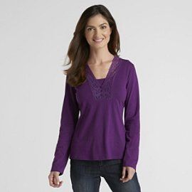 Basic Editions Womens Lace Trim Top at Kmart