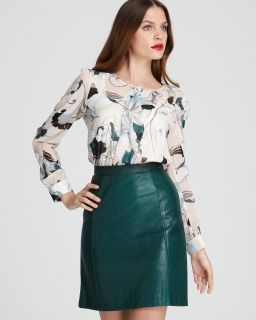 DKNY Irini Floral Printed Ruffle Front Blouse  