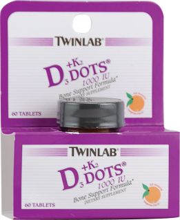Twinlab D3 plus K2 Dots™ Tangerine    1000 IU   60 Tablets 