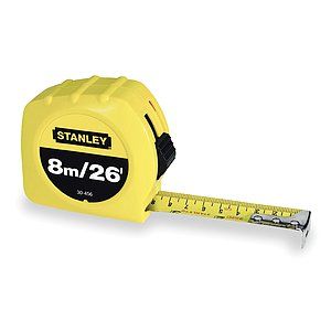 STANLEY WORKS Measuring Tape,26 Ft/8M,Yellow,Forward   5HK85 