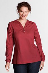 Womens Plus Size Ruffled Henley Shirt