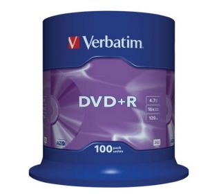 Buy VERBATIM 16x Speed DVD+R Blank DVDs   Pack of 100  Free Delivery 