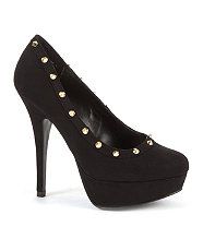 Black (Black) Black Studded Platform Court Shoes  265114401  New 