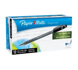 Paper Mate Flexgrip Ultra Stick Fine Point Ballpoint Pens, 12 Black 