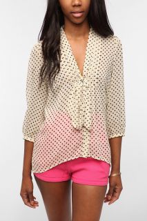 Pins and Needles Chiffon Tie Neck Tunic   Urban Outfitters