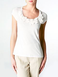 Buy Jigsaw Silk Habotai Flower T shirt, White online at JohnLewis 