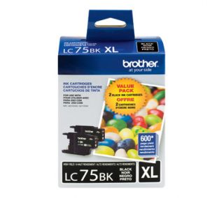 Brother LC75 High Yield XL Black Ink Cartridge   2 Pack