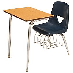 Scholar Craft™ 620 Series Student Combo Desk, Navy Chair With Oak 