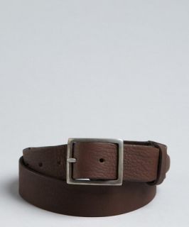 John Varvatos brown leather Pieced and Riveted belt