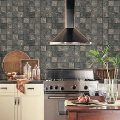 Black Tile Textured Wall Covering