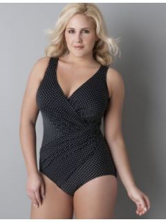 LANE BRYANT   Miraclesuit® polka dot Oceanus swimsuit customer 
