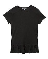 Black (Black) Teens Black Short Sleeve Peplum T Shirt  267603801 