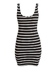 Black Pattern (Black) Black Stripe Bodycon Vest Dress  257925909 